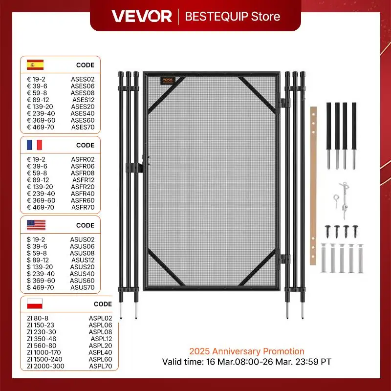 VEVOR Pool Fence Gate Easy DIY Installation Pool Gate Pool Fence Gate Kit with Stainless Steel Latch Pet Security Pool Fencing