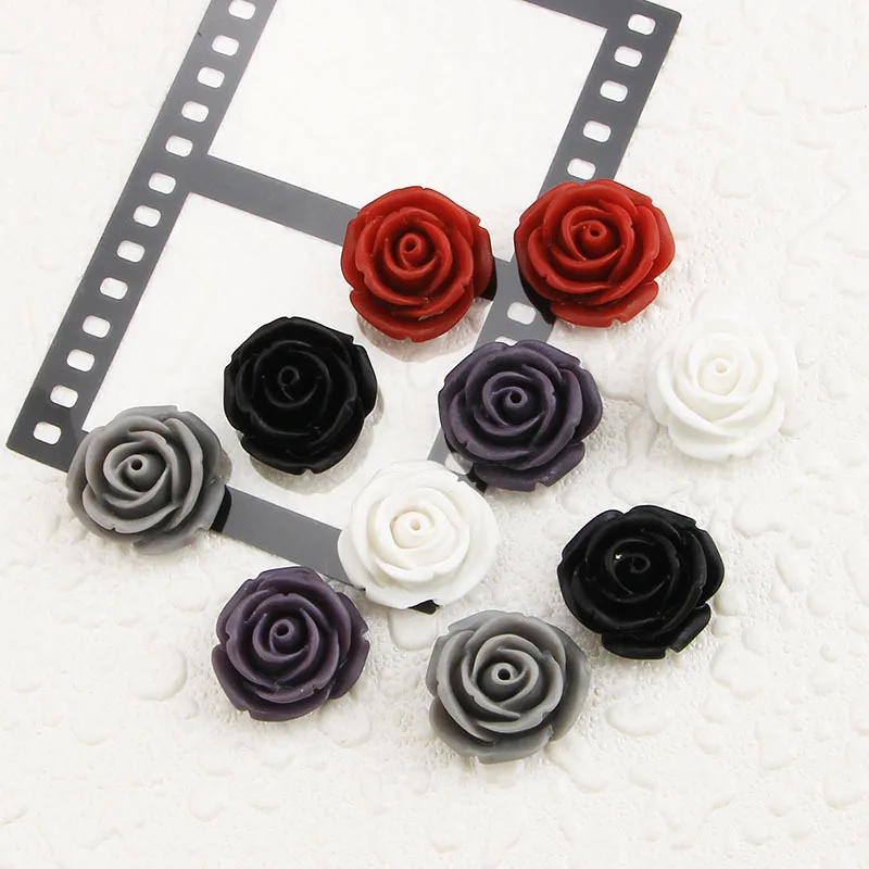 10 pz/lotto resine con retro piatto Cabochon Scrapbook 3D fiore di rosa Cabochon per la creazione di gioielli con custodia per telefono fai da te