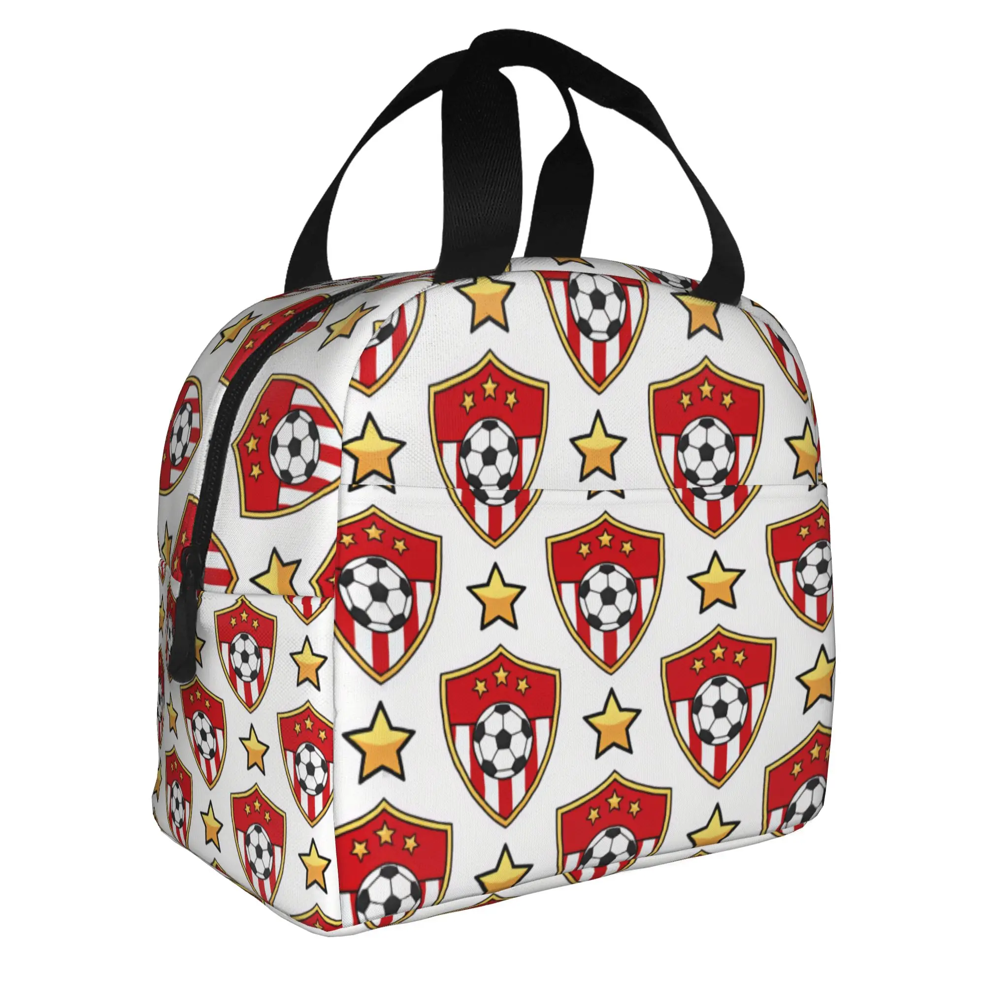 Soccerly Footbally Team Badge Insulated Lunch Bag for Women Waterproof Gold Star Thermal Cooler Bento Box Office Work School