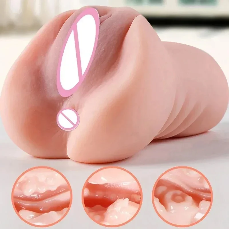 QUBANLV Lifelike Vagina Sex Toy 2 in 1 Silicone Toys Male Masturbation Cup 18+ Xxx Pocket Pussy Penis Exerciser Anal Sex Toys