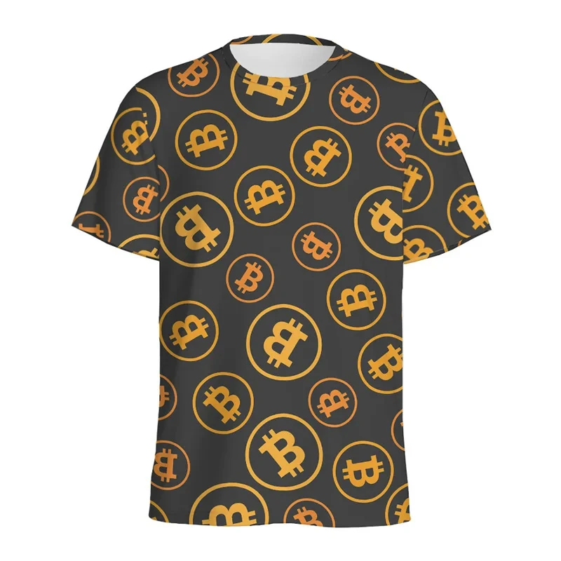 3D Printed Bitcoin Pattern T Shirt For Men Short Sleeve Round Neck Tshirts Personaltiy Oversized Tops Tee Shirts Streetwear