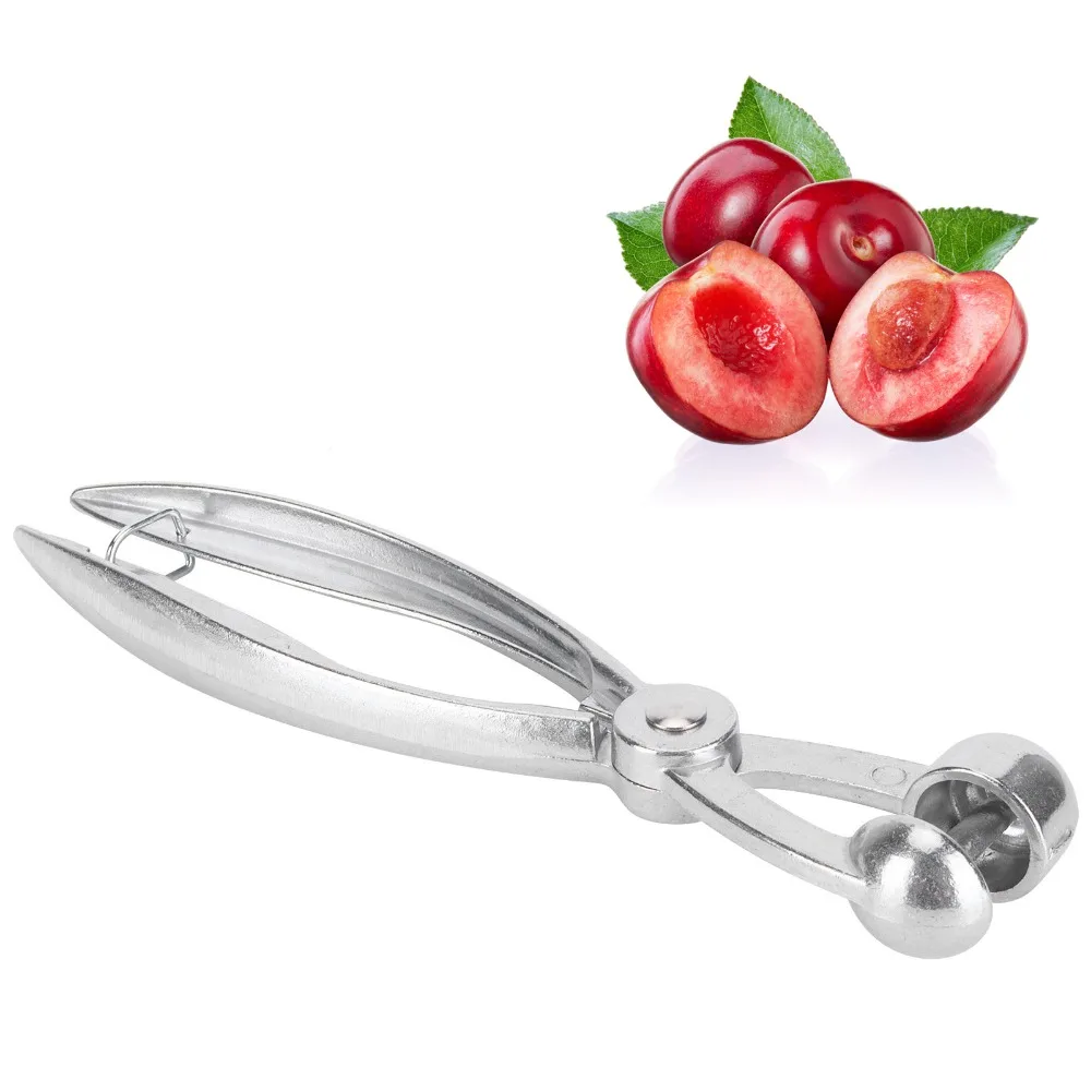 Descorazonador de cerezas de aleación de aluminio de alta resistencia con bloqueo, removedor de huesos de frutas de 7.1 pulgadas, removedor de semillas de aceitunas, para cerezas/aceitunas/dátiles