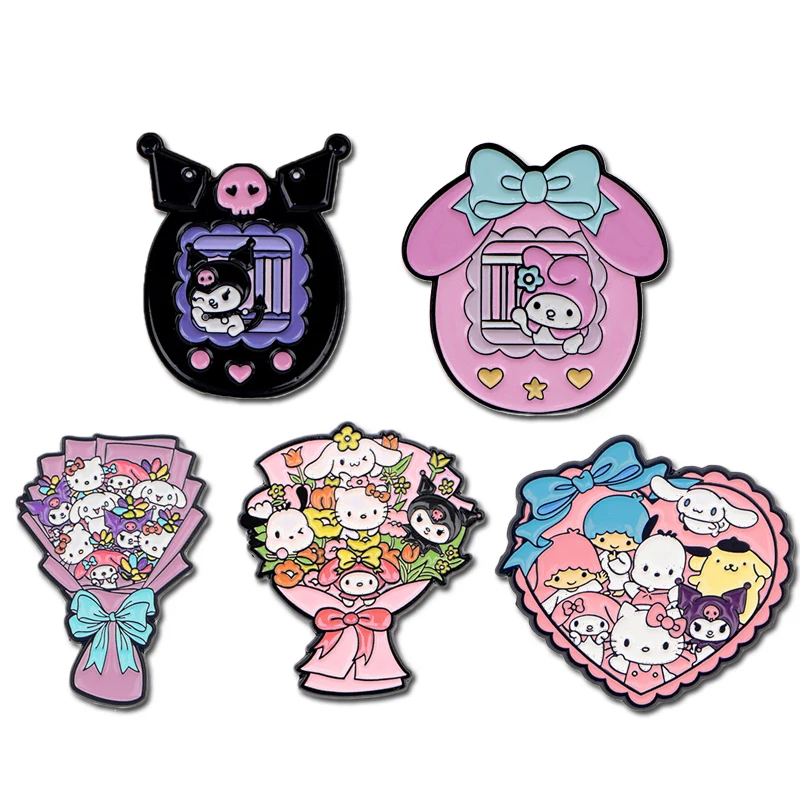 Kawaii Anime KT Cat Enamel Pins Cartoon Kuromi Women Brooches Men Lapel Pins Badge on Backpack Costume Accessories Cute Jewelry