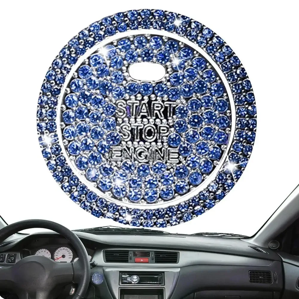Car Start Switch Button Auto Decorative Diamond Stickers Rhinestone Ring Circle Trims Protective Cover Car Accessories