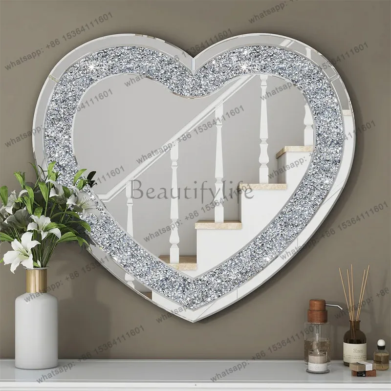 Art ornament mirror light luxury European edge banding ornament hemp rope retro wind heart-shaped makeup mirror