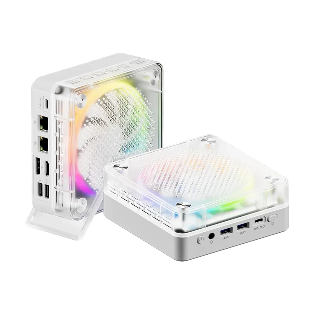 New RGB Mini PC AMD R7 7840HS DDR4 NVMe 2.5G Dual LAN 3x4K WiFi6 BT5.2 Silent Fan  Light Gamer Host Computer