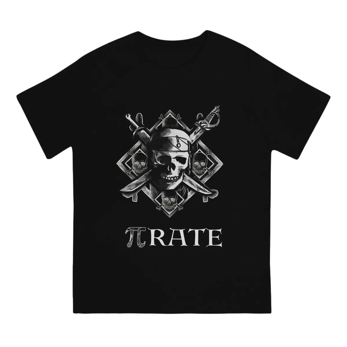 PI Rate Pirate Cool Geek Nerd T Shirt for Men 100% Cotton Vintage T-Shirt Round Neck Disney Pirates Of The Caribbean T Short