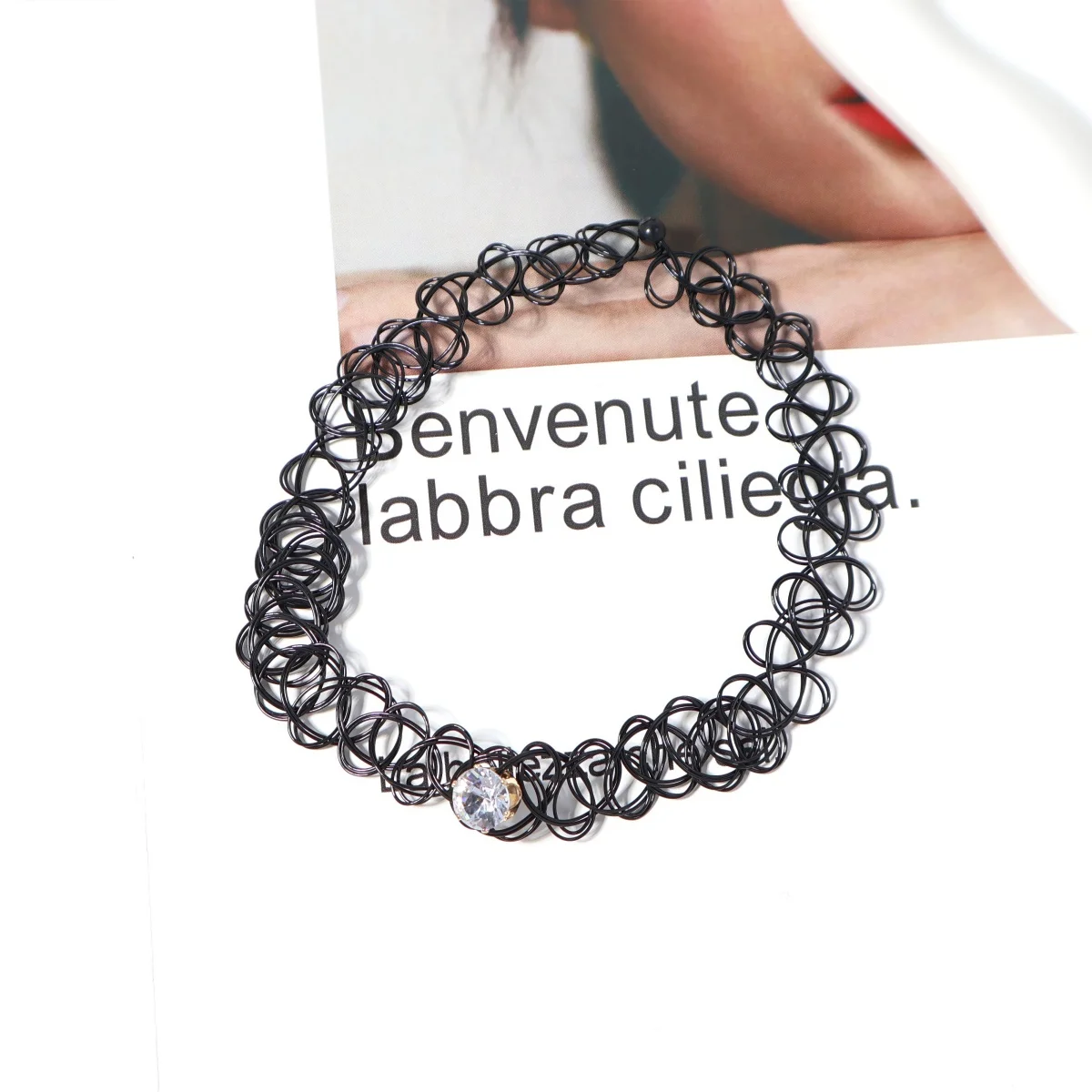 Gothic Tattoo Choker Necklace Black 90s Y2K Vintage Collar Choker Elastic Stretchy Adjustable Jewelry Gift for Women Girls