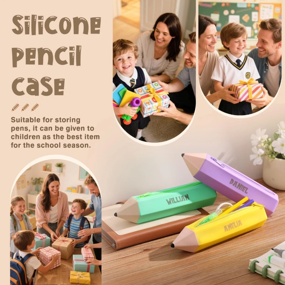 1PC Custom Stylish Silicone Stationery Box, Makeup Bag, Waterproof Dirt-resistant Large Capacity Storage Bag, Creative Cute Penc