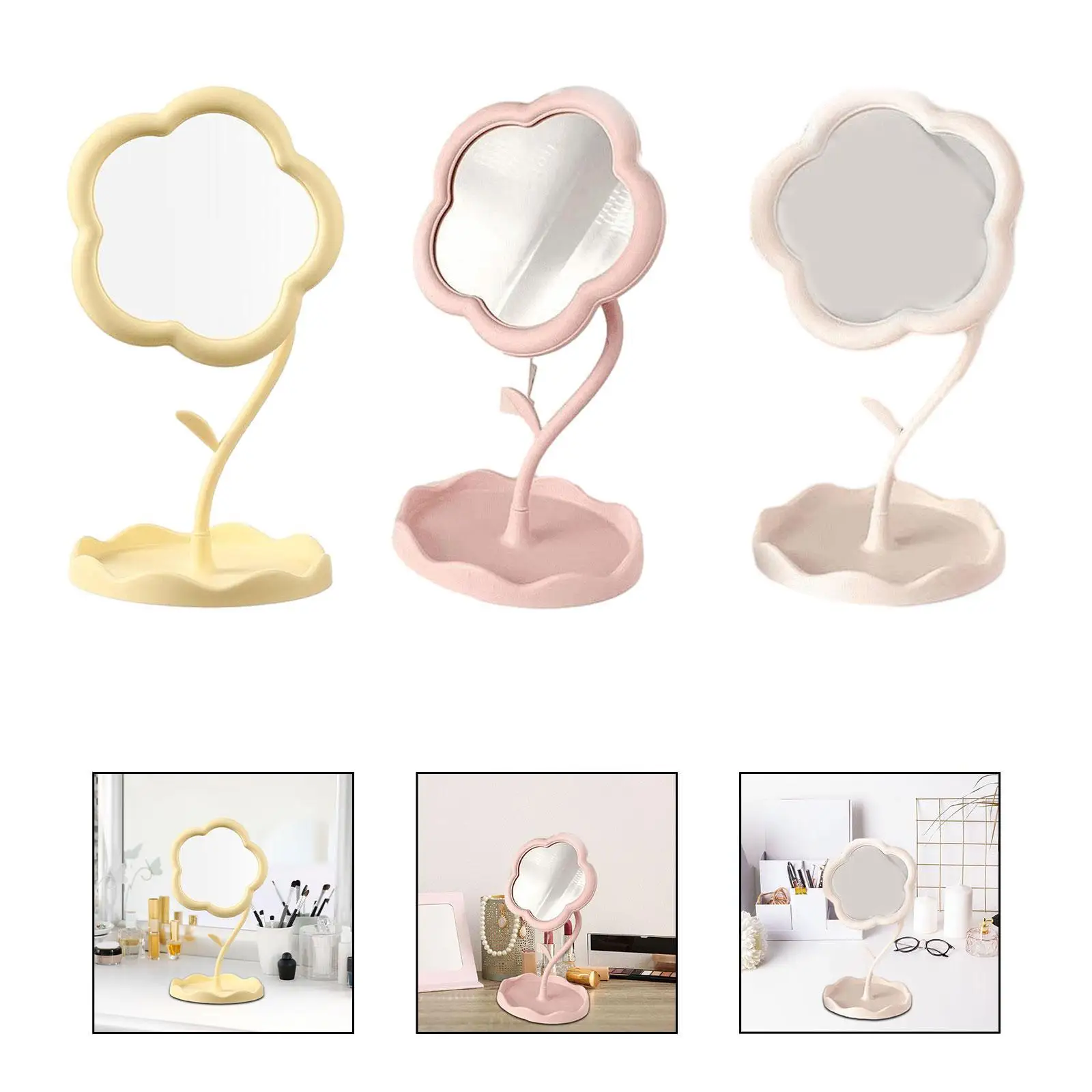 Makeup Mirror for Desk, Table Mirror, Adjustable 360° Rotating Small Desktop