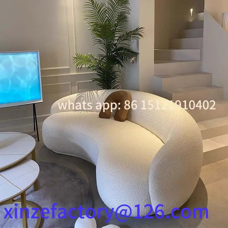Customizable Nordic Internet celebrity living room light luxury beauty salon reception and leisure area curved sofa