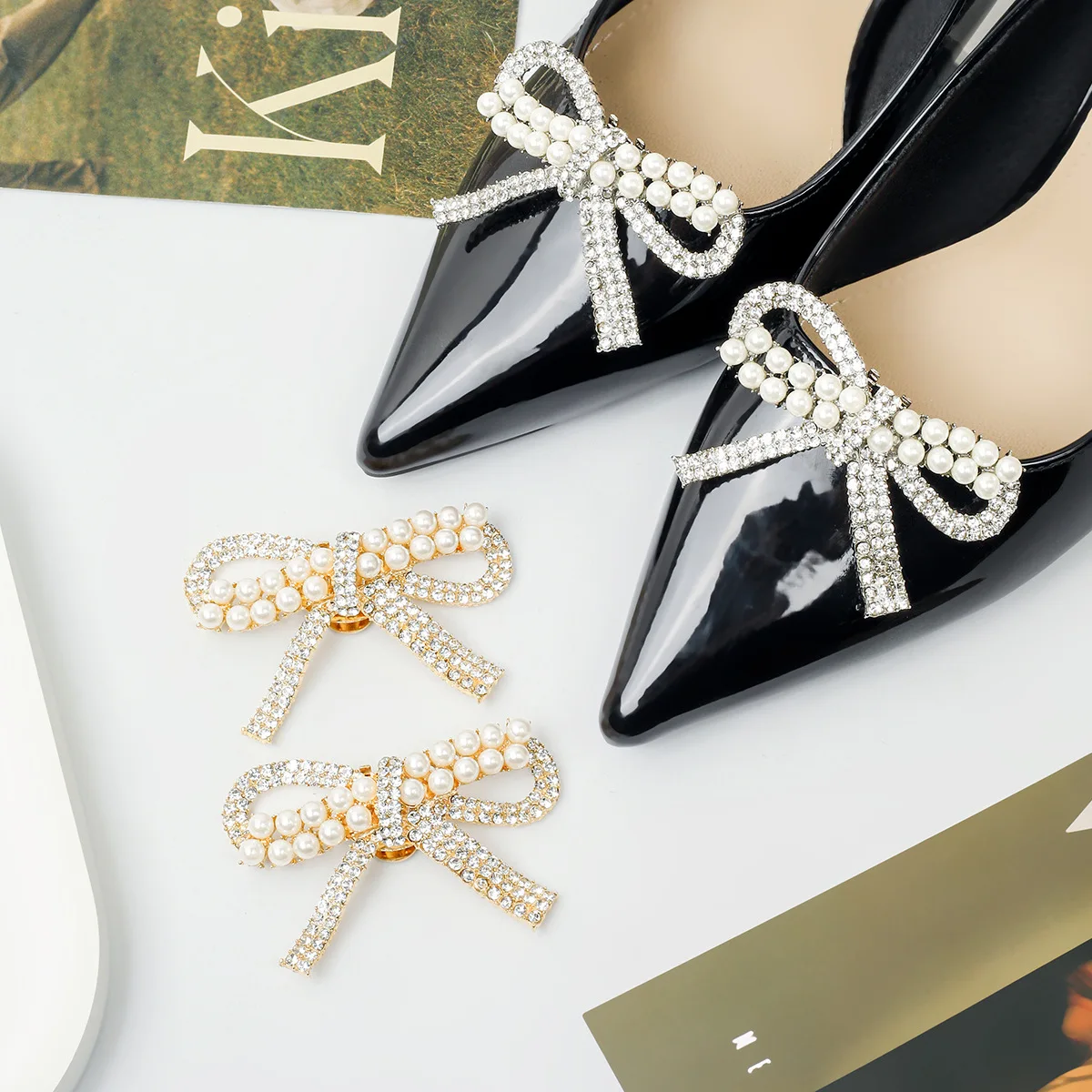 Removable Bridal Shoe Clips Rhinestone Buckle Wedding Heel Charms Fashion Shoe Accessories Bridal Jewelry Decor