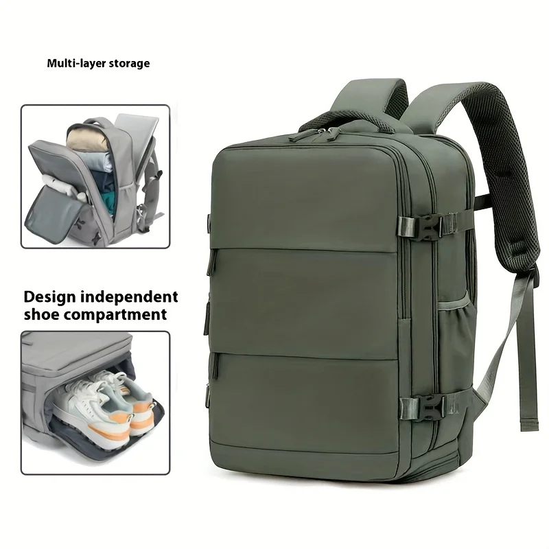 Lightweight Travel Backpack Laptop Compartment, Independent Shoe Storage, Adjustable Straps, Sleek Design, Reinforced Stitching