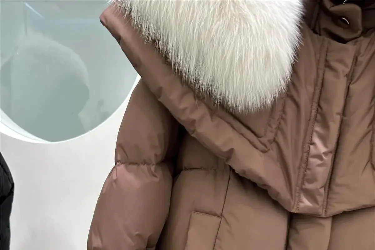 Fox Fur Collar Goose Down Jacket Fur Down Jacket Female Short Haining Winter Coat 2023 New Bread Clothing Women Winter Parkas