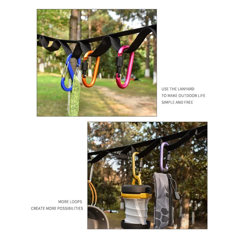 2525+ 야외용 걸이 로프 휴대용 랜야드 캐노피 행거 캠핑 캠프사이트 보관 스트랩 백패킹 하이킹 텐트 액세서리