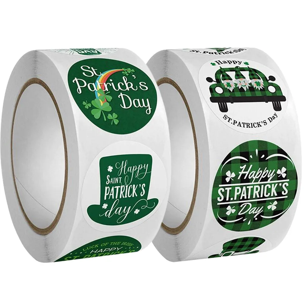

2 Rolls St Patrick's Day Sealing Stickers Round Gift Wrapping Labels Envelope Sealers Party Favor Decorative Holiday Sticker