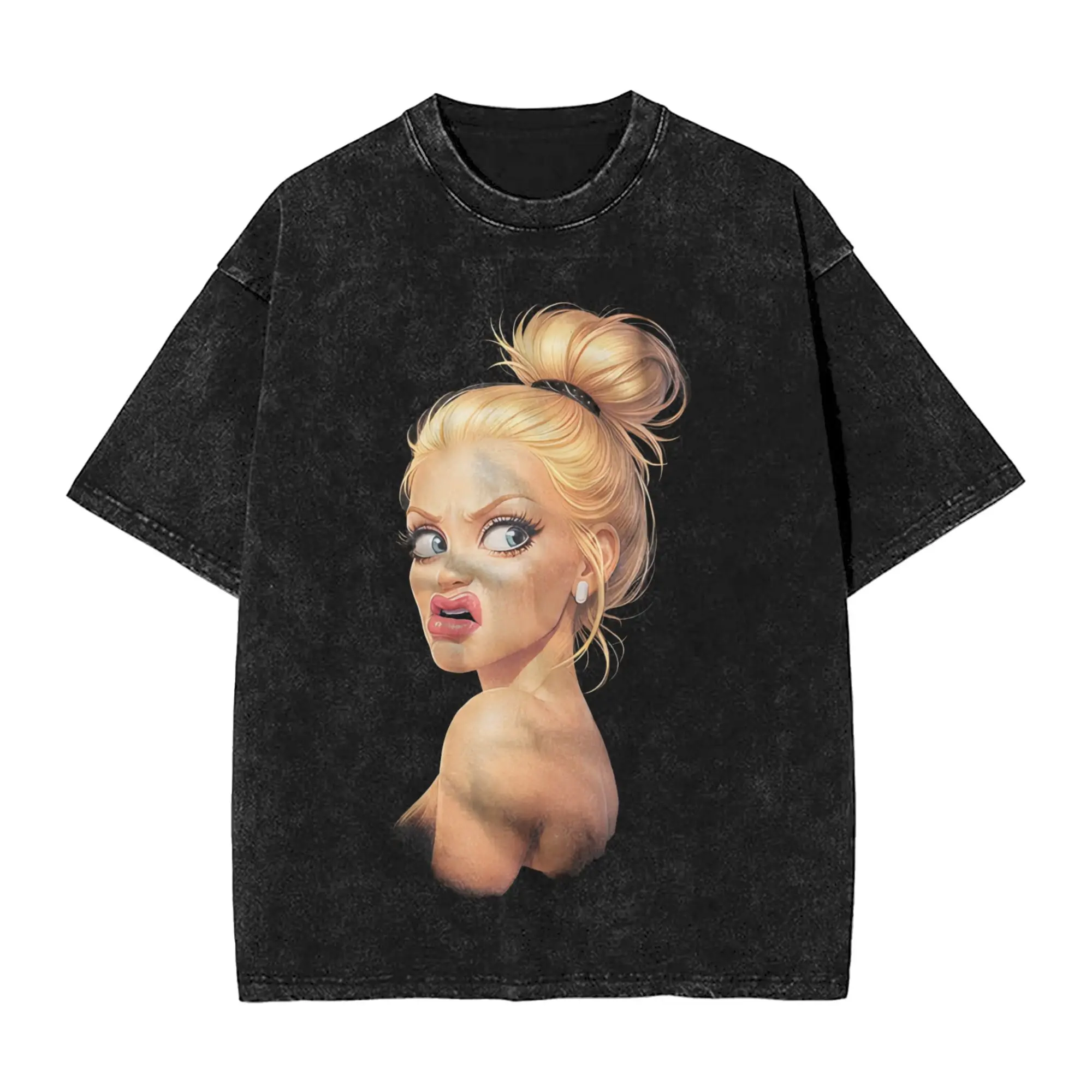 Blonde Doll Disheveled Doll Merch Washed T Shirt for Men Women Streetwear Hip Hop T-Shirt Summer  Tees Tops Short Sleeve