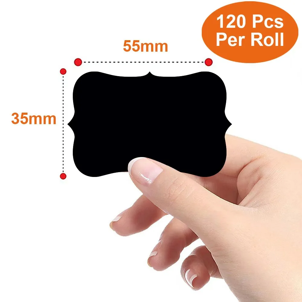 120Pcs/Roll 3 Styles Removable Blackboard Stickers Waterproof Chalkboard Labels 1.4*2.2in for Home & Kitchen