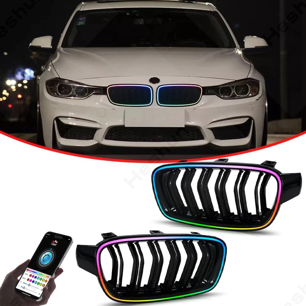 RGB-подсветка решетки для BMW F30 F31 3-Series 320i 328i 328d 330i 335i 330e 340i светодиодные передние решетки, анимация запуска