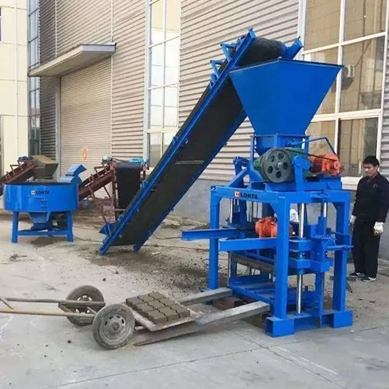 LONTA QTJ4-30A Automatic Hollow Interlock Block Mould Cinder Cement Concrete Brick Block Making Machine Brique With Pan Mixer