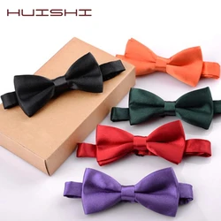 HUISHI Men's Ties Polyester Kids Bowtie Bow Ties For Children Solid Color Butterfly Knot Dress Shirt Accessories Wedding Cravats