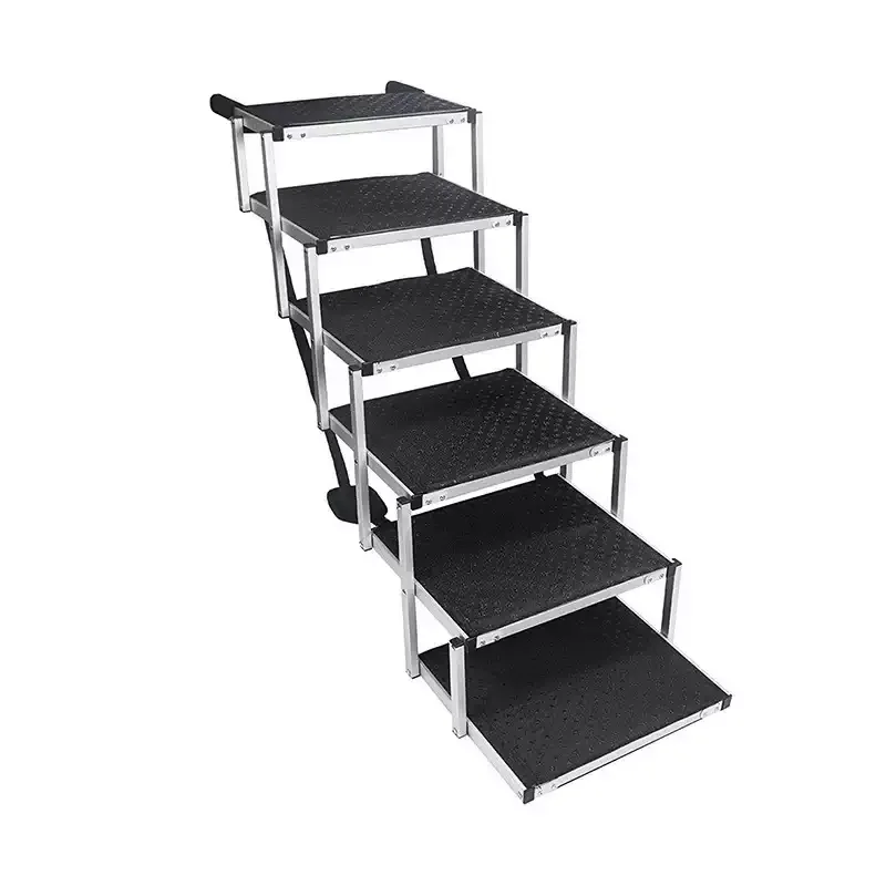 Nonslip Pet Ladder 5/6 Steps Dog Cat Stairs Ramp Aluminum Frame 200 Lbs for Truck & Indoor Use