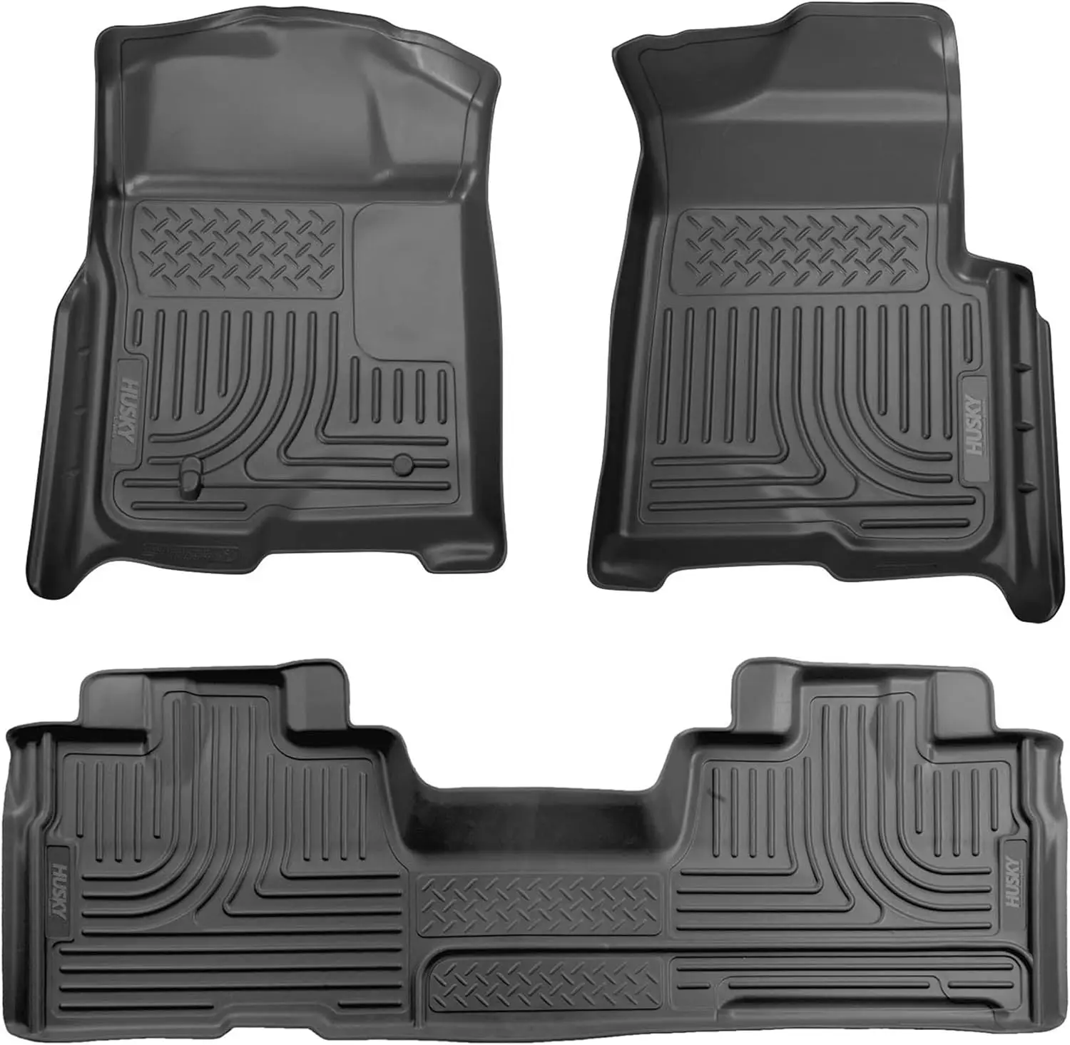 

Weatherproof Floor Mats for 2009-2014 Ford F-150 Supercab, Front & 2nd Row, Black - No Manual Shifter