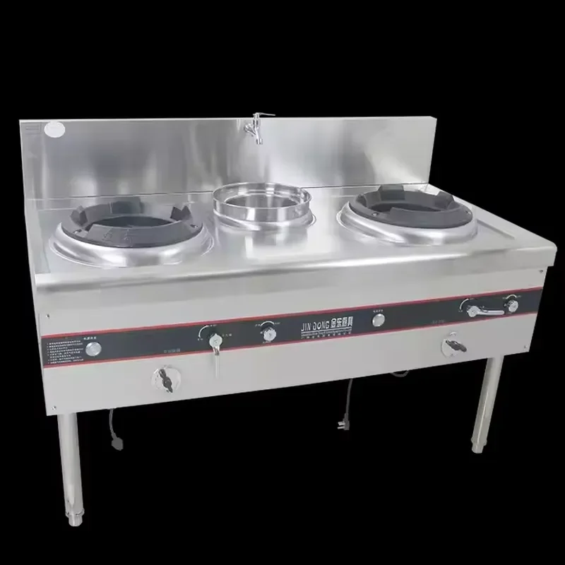 Intelligent energy-saving commercial double-head burner wok concave frying pan vertical restaurant kitchen equipment gas