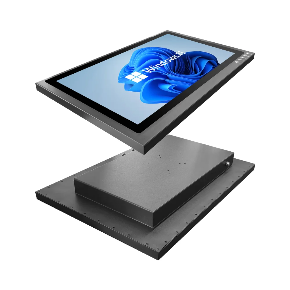 

Customization27 Inch Wall-mounted Black Stainless Steel Fully Waterproof IP67 Front Panel Buttons 2 HD-MI Touch Screen Industria