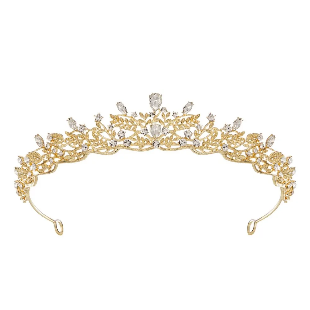 Gold Crown for Women,Princess Tiaras for Girls,Crystal Retro Hair Accessories for Wedding Birthday Prom Pageant