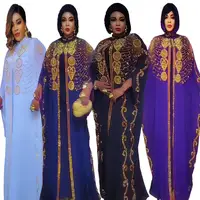 Ensemble deux pièces de luxe en mousseline, robe africaine ample pour femme, robe à strass grande taille pour femme, robe Bubu africaine 1