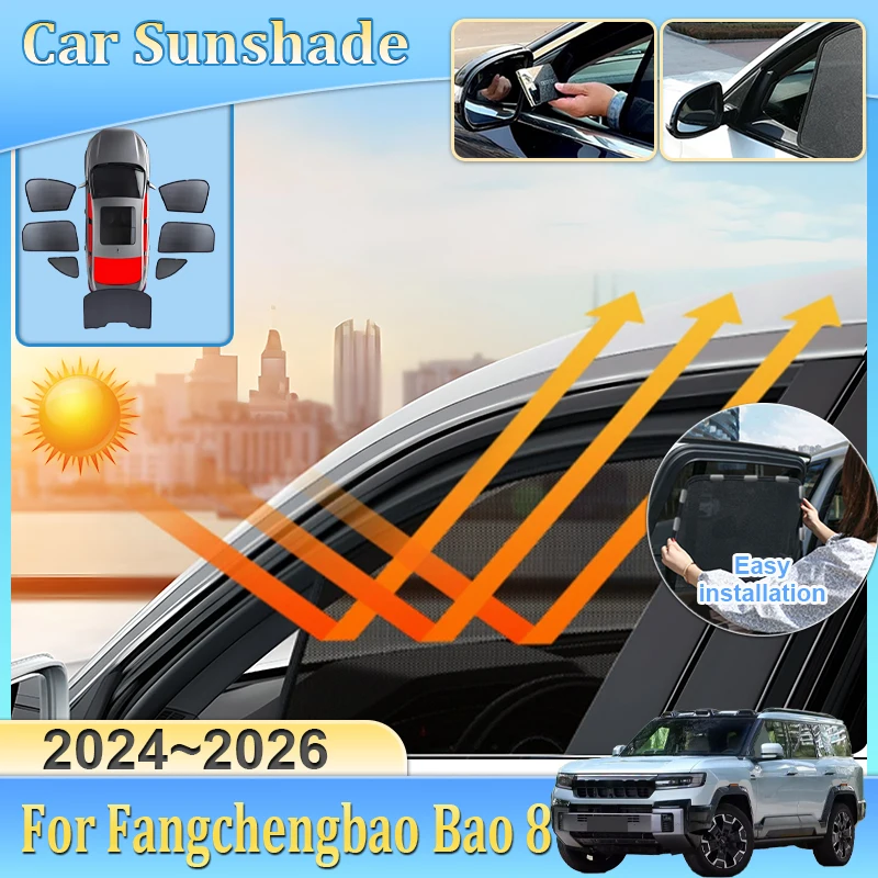 

Солнцезащитная шторка на окно автомобиля для Fangchengbao Bao 8 Leopard 8 Denza B8 2024-2026, сетчатая, с защитой от УФ-лучей, аксессуар для авто