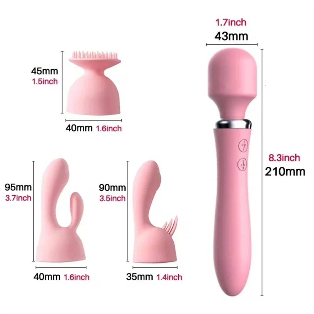 Vibromasseur clitoridien injuste pour femme, grosse tête, gode, vibromasseur, baguette magique AV, point G, stimulateur clitoridien, massage corporel, jouets sexuels 7.0