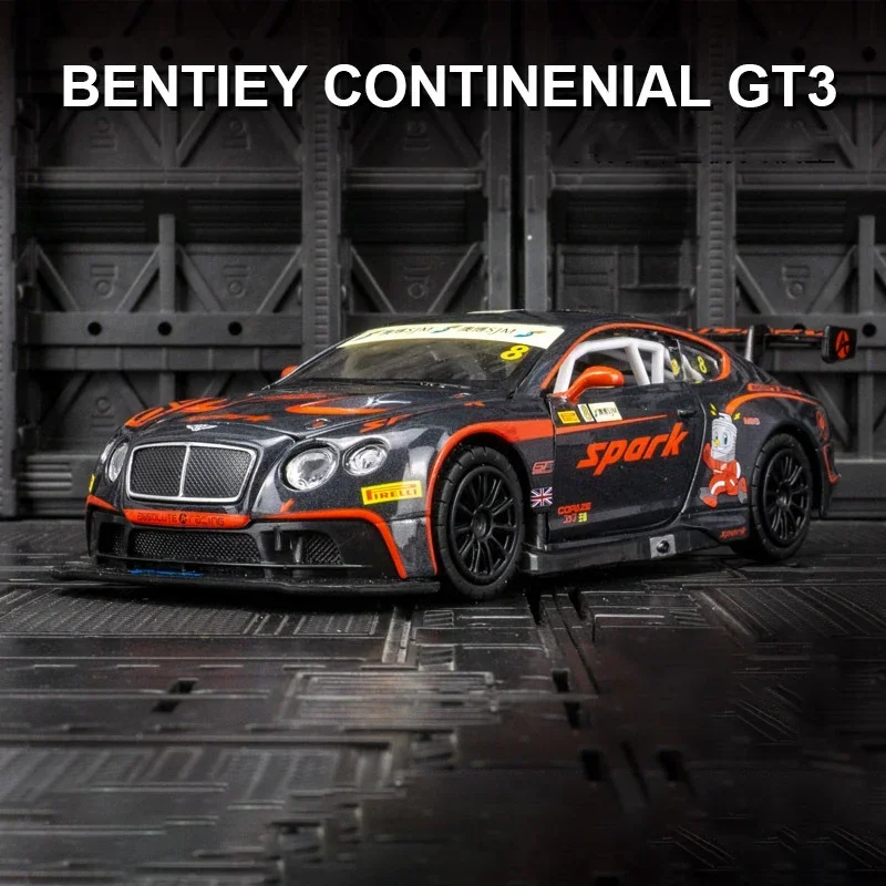 1:32 Bentley Continental GT3 Alloy Toy Car Model Wheel Steering Sound and Light Children\'s Toy Collectibles Birthday gift