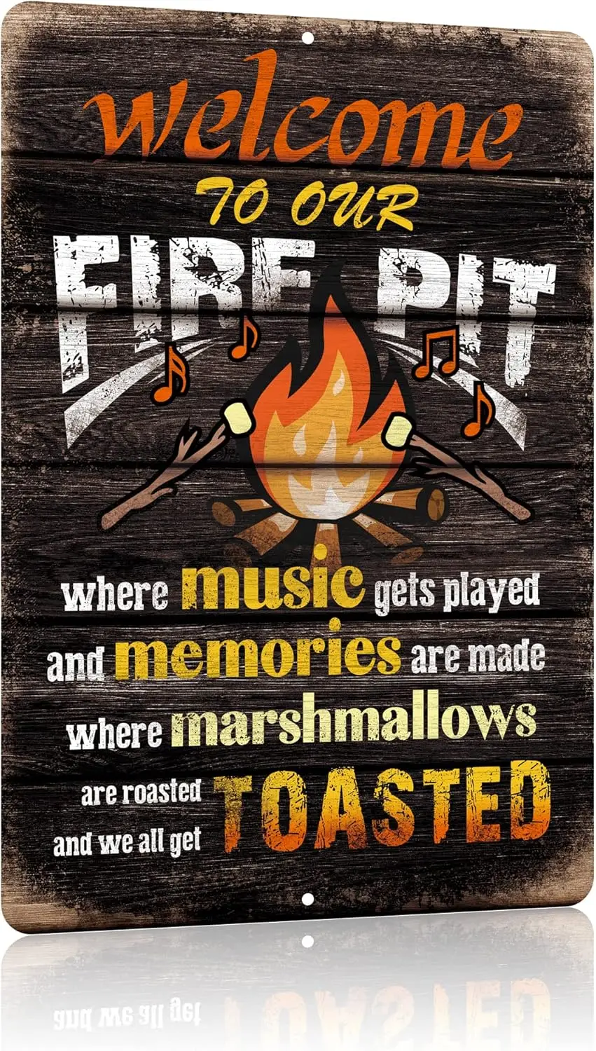 Welcome to Our Fire Pit Funny Camper/Camping Metal Tin Signs Vintage Patio Back Yard Decorations Gifts  Indoor/Outside Accessori