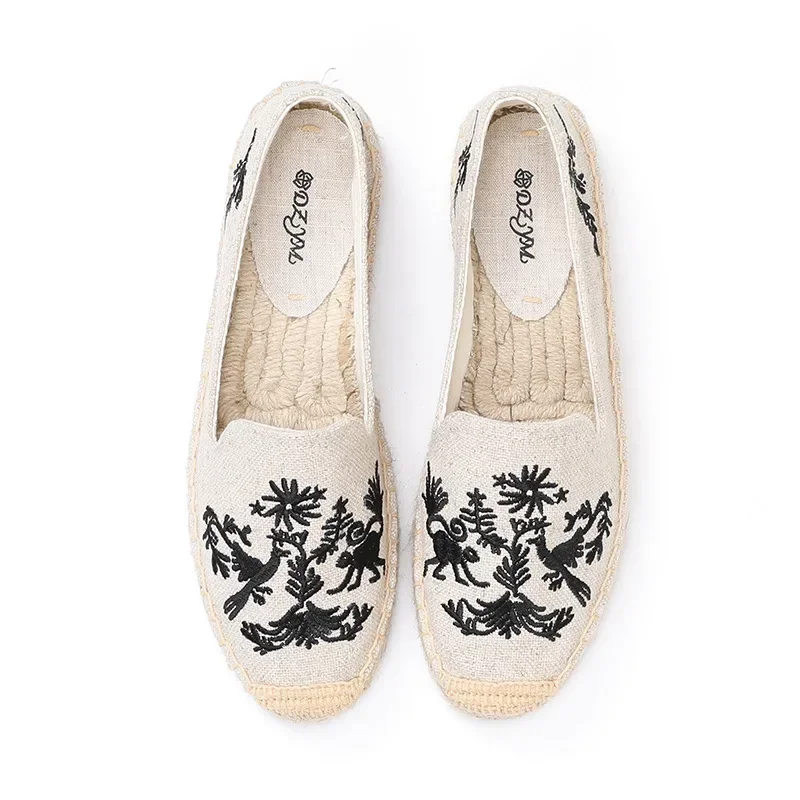 Embroidered China Beijing Cloth Shoes Women Flats Summer Loafers Luxury Elegant Casual Espadrilles Slippers Demi-season Footwear