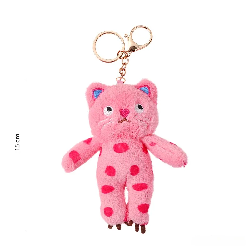 Novo bonito bolinhas gato 2 cores rosa preto animais de pelúcia chaveiro kawaii design exclusivo saco pingente presentes aniversário