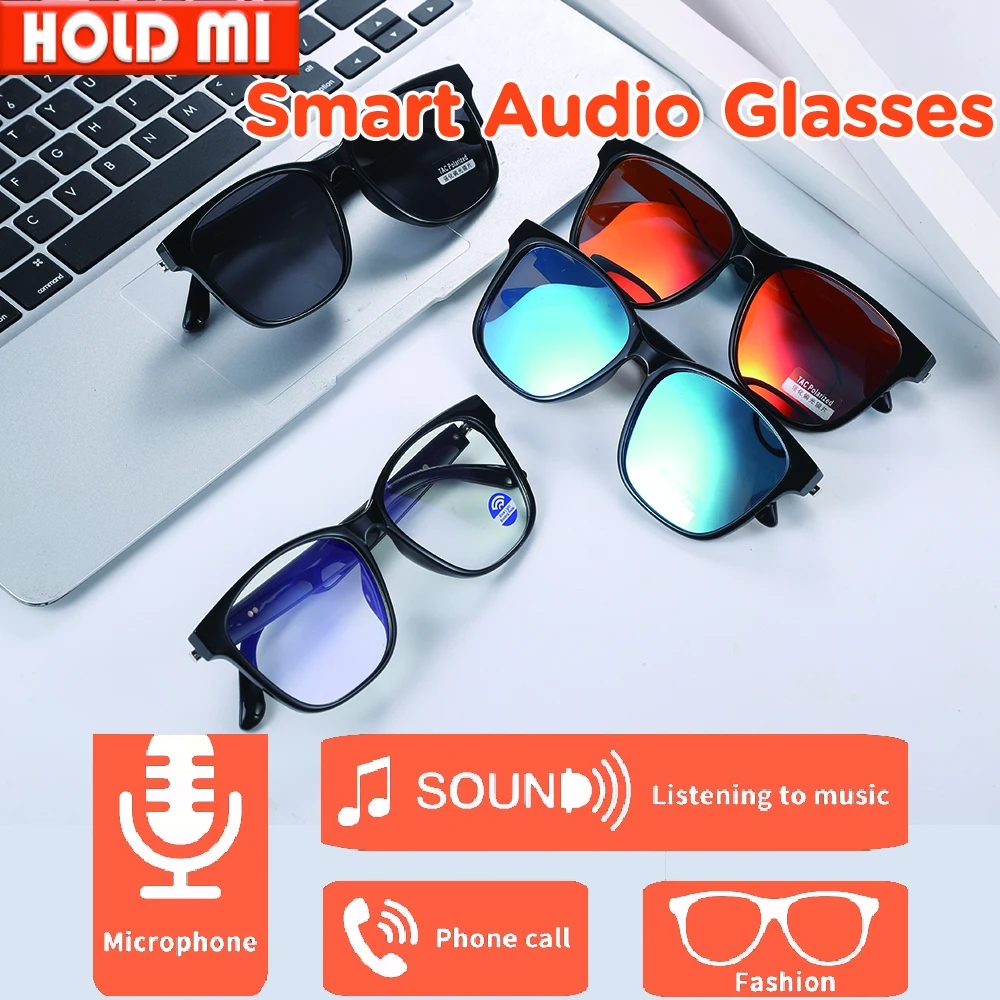 

Smart Glasses Man Blue Light Filtering Polarized Sunglass 2in1 Lenses Audio Built-in Mic Speakers Ai Voice Assistant Women Men