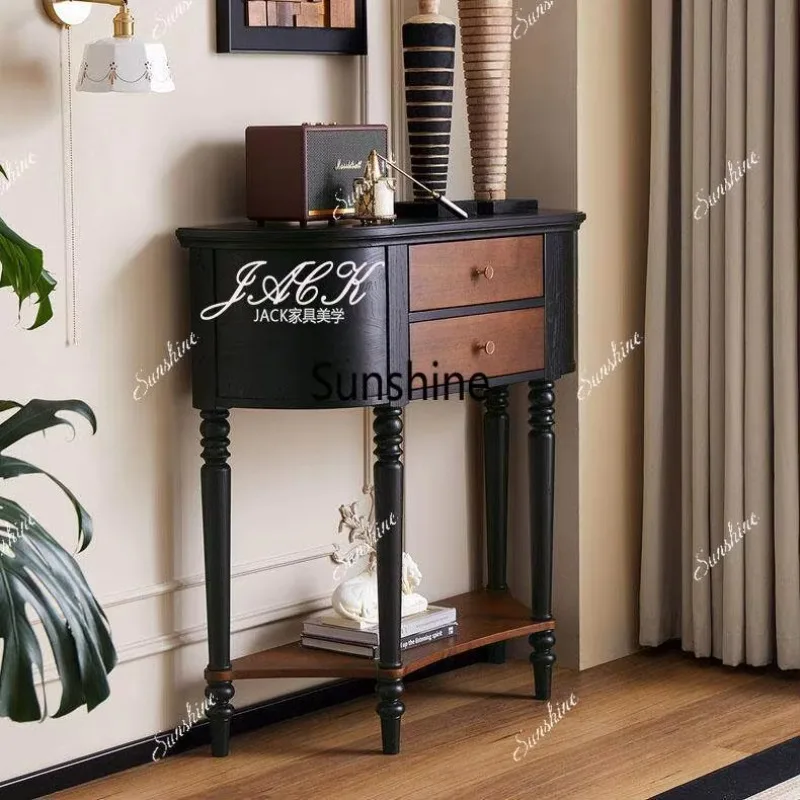 

French retro solid wood porch cabinet corridor entry aisle cabinet