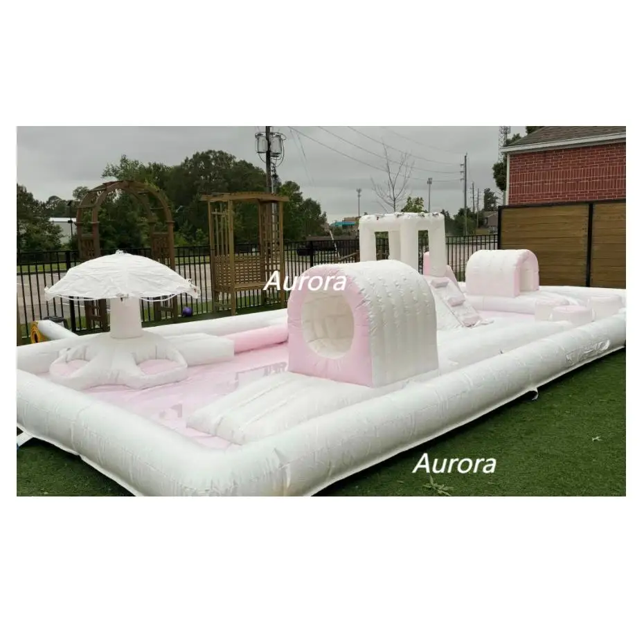 

New Design Bouncy Castle Summer Water Slide Fun Inflatable Splashing Swimming Pool Inflatable Water Park Kids Obstacle