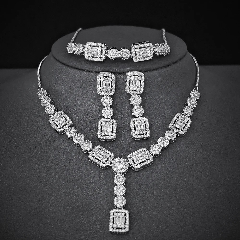 2024 New Unique Design Luxury Bride Jewelry Set for Women Anniversary Gift Jewelry Wholesale Moonso E053-R053-S053-X053