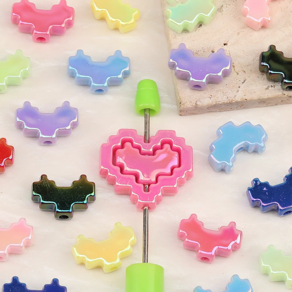 

Cordial Design 200Pcs 14*20MM Jewelry Accessories/DIY Beads Making/Hand Made/Heart Shape/Aurora Effect/Acrylic Bead #13656