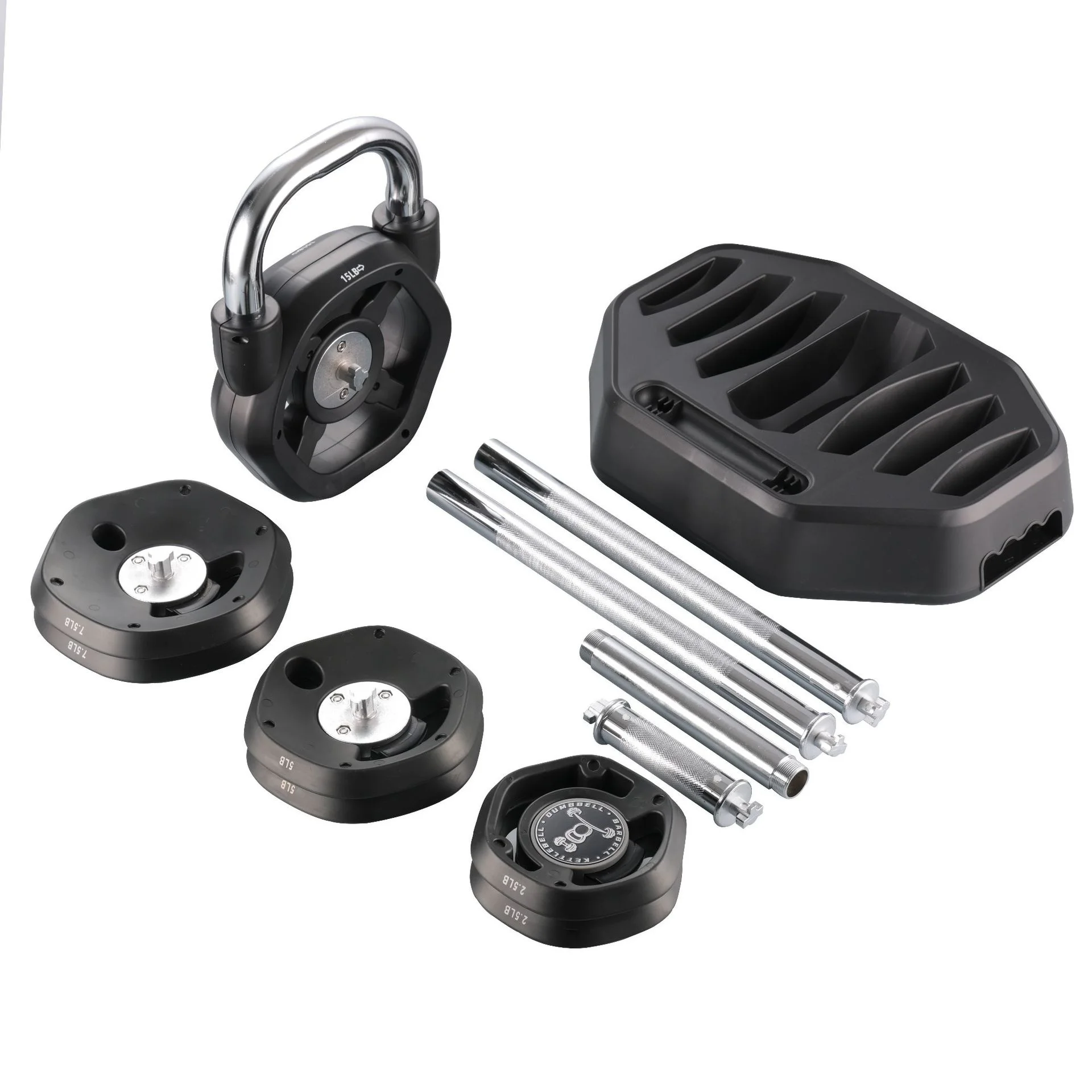 

3-in-1 Adjustable Dumbbell Kettlebell Barbell Set 20kg 45lb Universal Fitness Equipment