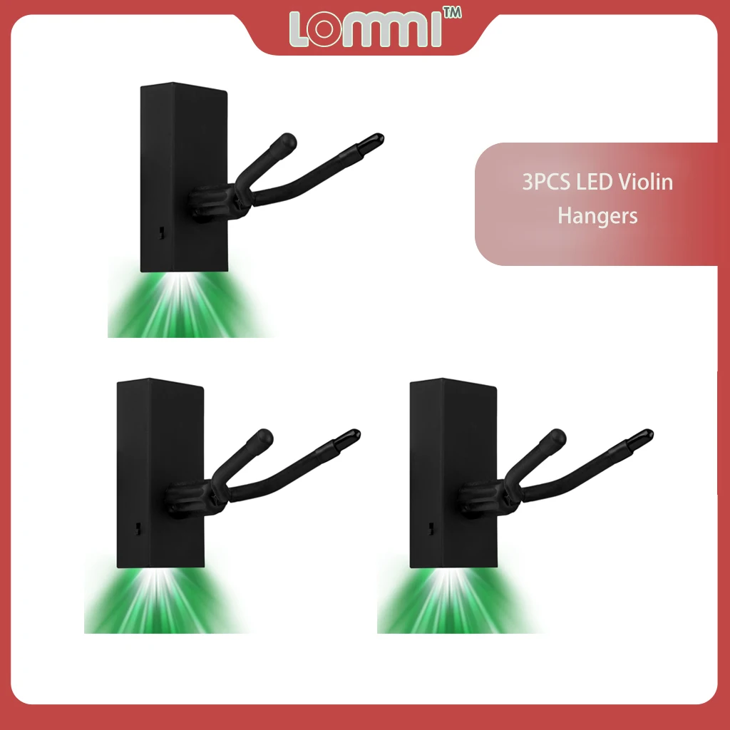 

LOMMI 3 шт. подставка для шеи для скрипки, светодиодная настенная вешалка, крючок, виолончель для инструмента, настенная вешалка, крючок, светильник, держатель для шеи