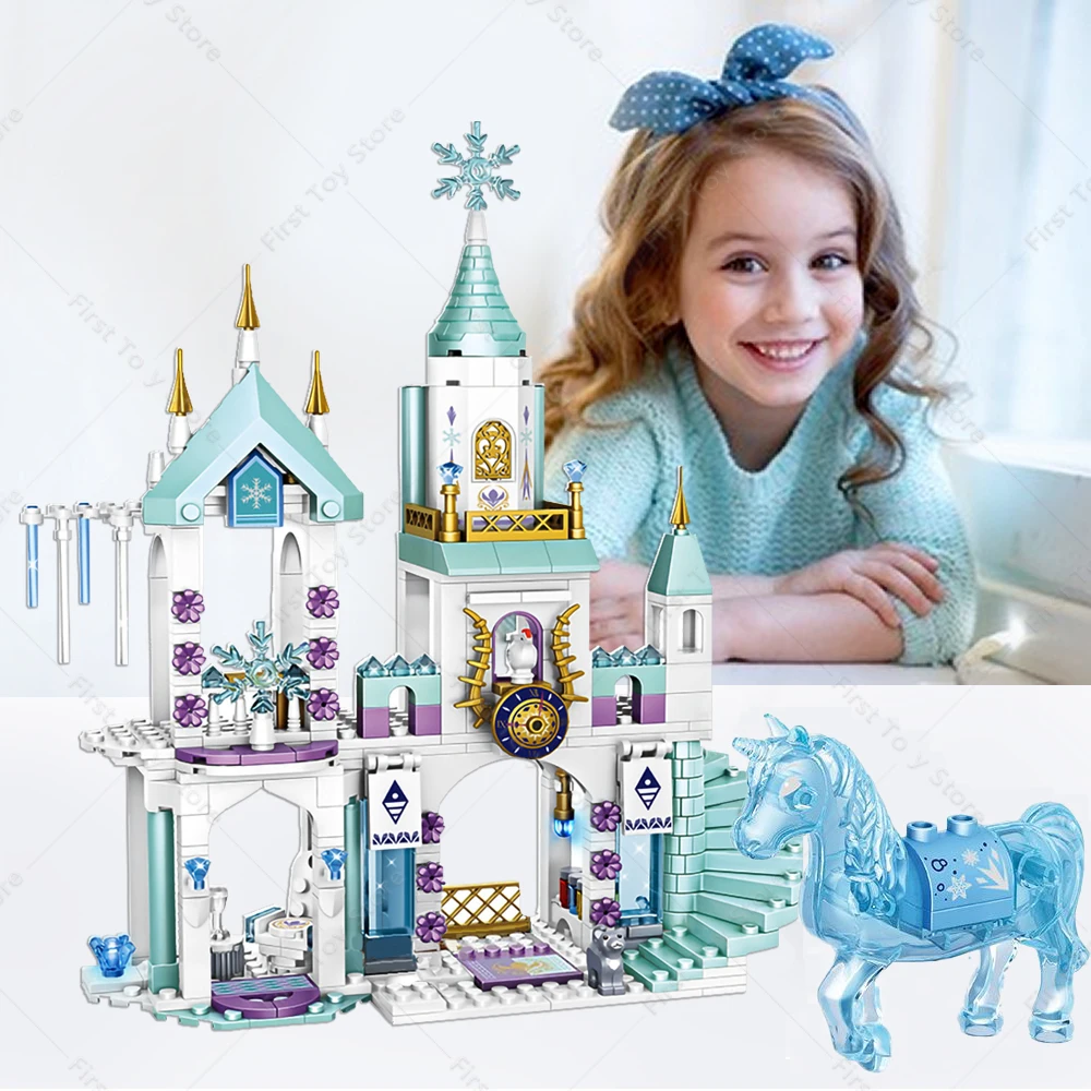 Disney Frozen Dream Princess Elsa Ice Castle Princess Anna Set Building Model Blocks Gifts Toy Educational Gift Toys