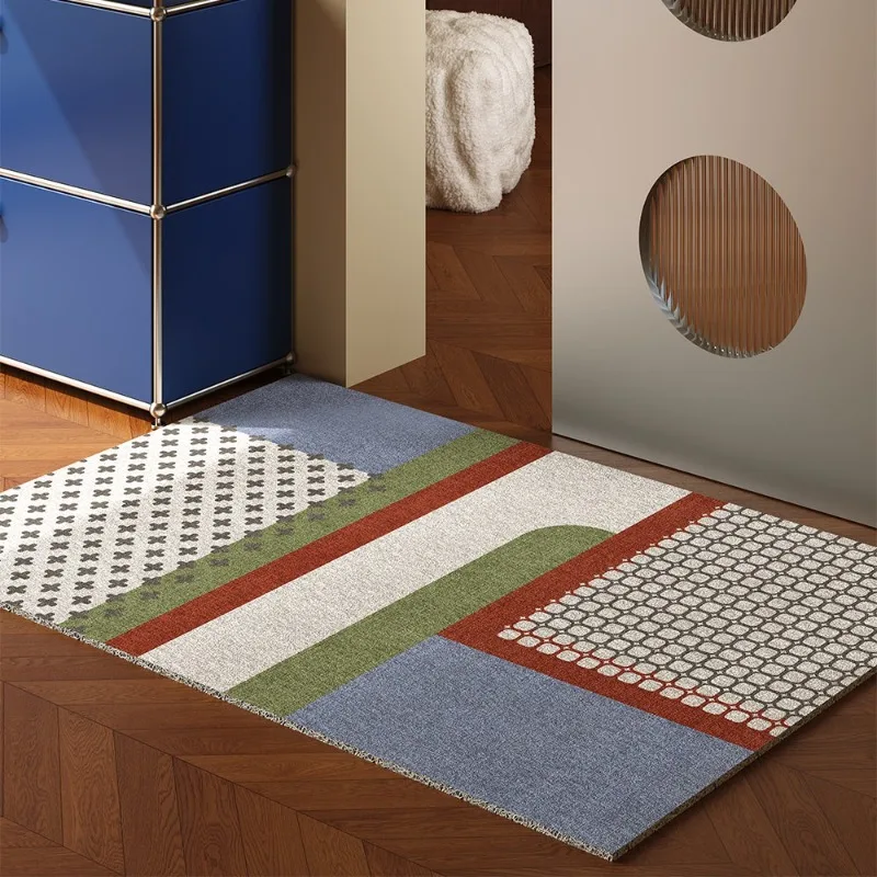 Blue Series Bauhaus Carpet PVC Leather Kitchen Foot Mats Anti-slip Durable Floor Mat Oil-resistant Washable Easy Clean Rug Tapis