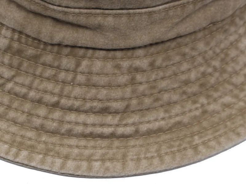Breitkrempiger Bucket Hat für Damen und Herren, aus gewaschener, einfarbiger Baumwolle, ideal als Sonnenhut für den Außenbereich, als Reisehut oder als flacher Hut für Angeln, Wandern, Strand und Sport. – Detail 9