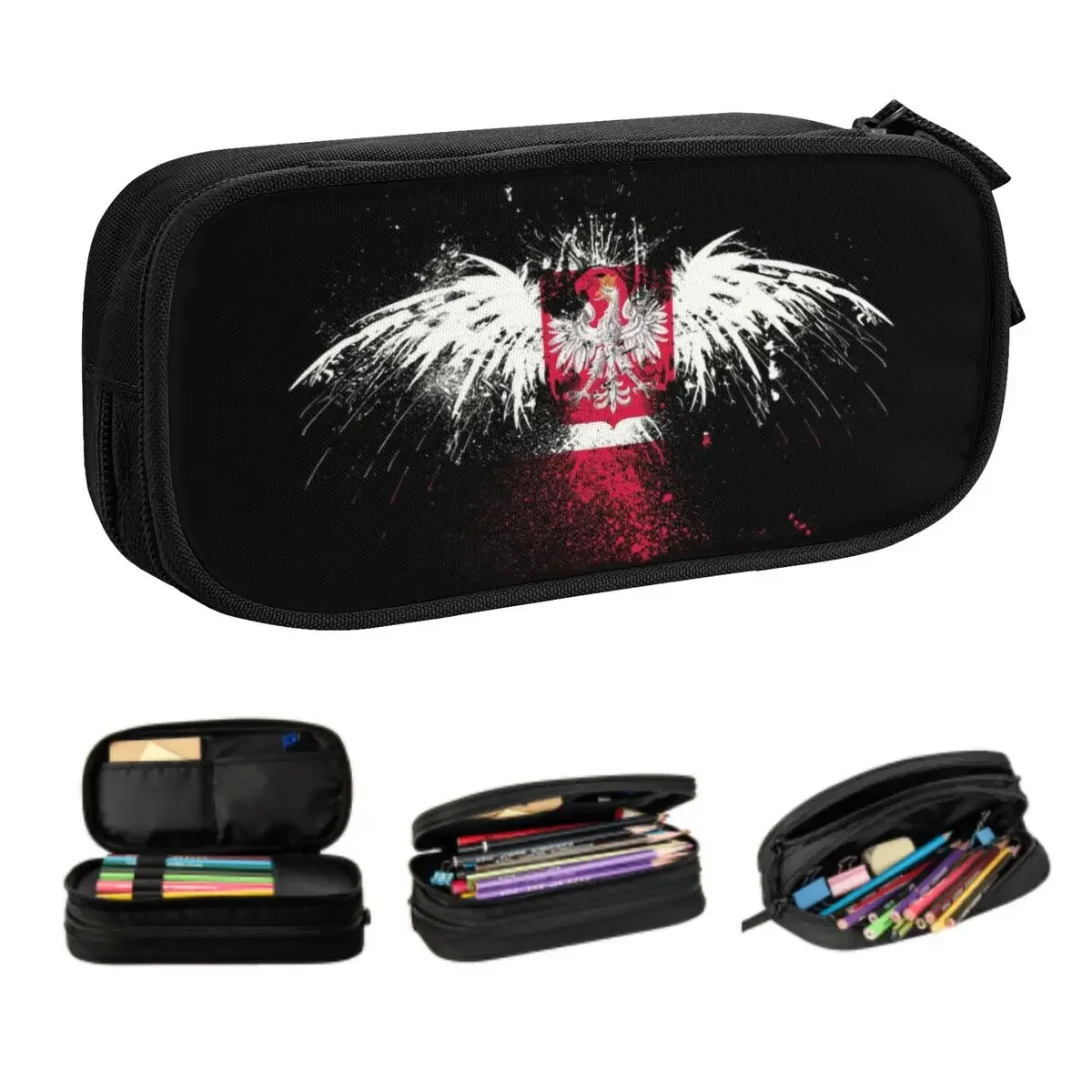 Custom Kawaii Flag Of Poland Polska Eagle Pencil Cases for Boy Girl Big Capacity Polish Patriotism Pencil Box School Supplies