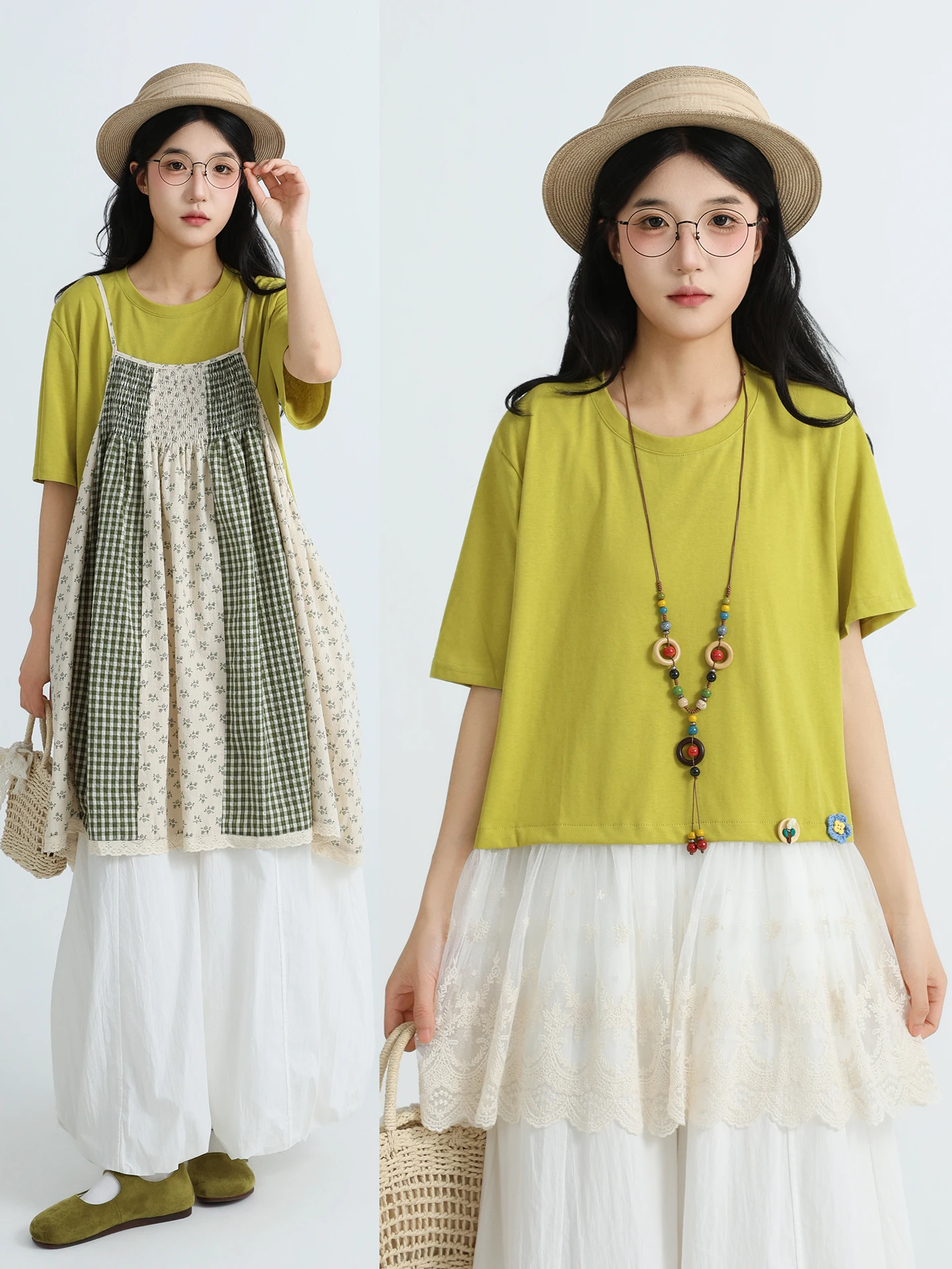 

Женская футболка Boeren с кружевными вставками и коротким рукавом, в деревенском стиле, для невысоких, из хлопка, повседневная, с круглым вырезом