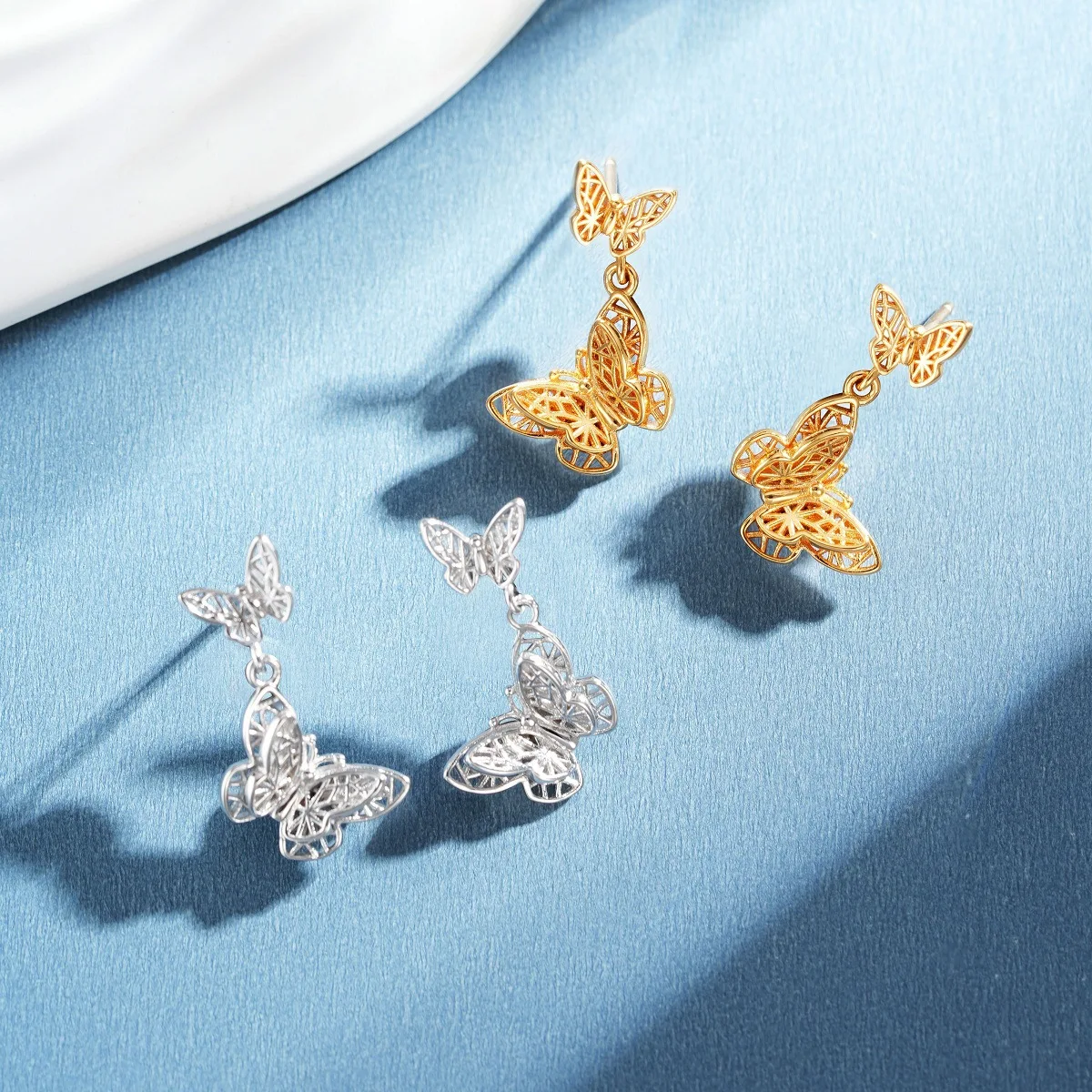 PT950 Platinum Butterfly Earrings for Women, High Grade AU9999 Ear Ring